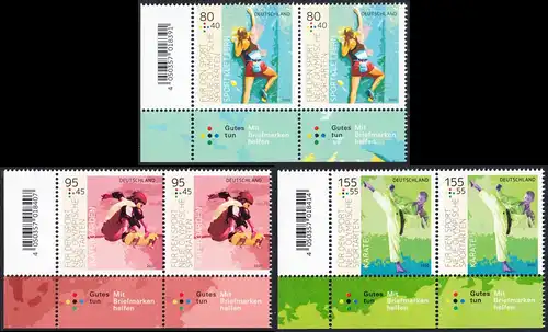 BUND 2020 Michel-Nummer 3542-3544 postfrisch SATZ(3) horiz.PAARE ECKRÄNDER unten links
