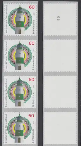 BUND 2020 Michel-Nummer 3555 postfrisch vert.STRIP(4) (coils / selbstklebend) m/ rückseitiger Nummer (60)