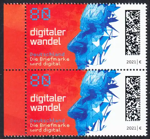 BUND 2021 Michel-Nummer 3590 postfrisch vert.PAAR RÄNDER links