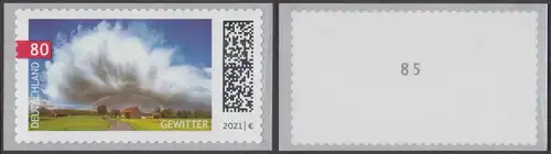 BUND 2021 Michel-Nummer 3617 postfrisch EINZELMARKE  m/ rücks. Nummer -85- (Rollenmarke / selbstklebend)