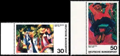 BUND 1974 Michel-Nummer 0816-0817 postfrisch SATZ(2) EINZELMARKEN RÄNDER links