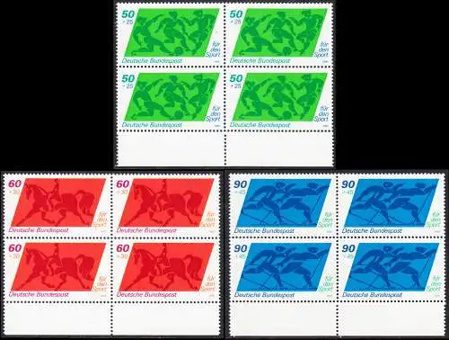 BUND 1980 Michel-Nummer 1046-1048 postfrisch SATZ(3) BLÖCKE RÄNDER unten 