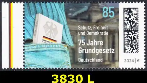 BUND 2024 Michel-# 3830 postfrisch EINZELMARKE RAND links