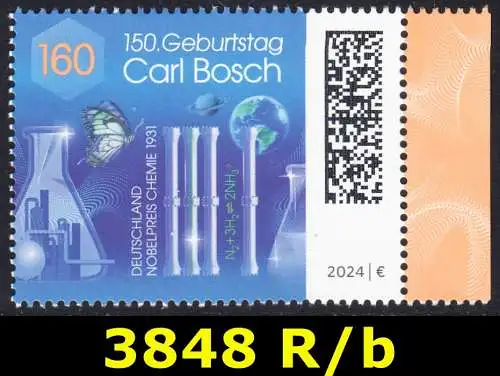 BUND 2024 Michel-# 3848 postfrisch EINZELMARKE RAND rechts (b)