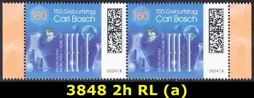 BUND 2024 Michel-# 3848 postfrisch horiz.PAAR RÄNDER rechts/links (a)