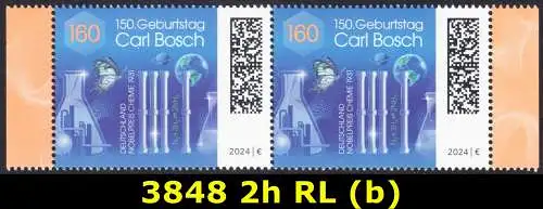 BUND 2024 Michel-# 3848 postfrisch horiz.PAAR RÄNDER rechts/links (b)