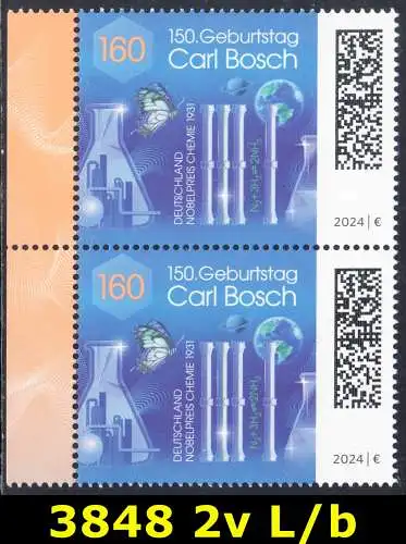 BUND 2024 Michel-# 3848 postfrisch vert.PAAR RÄNDER links (b)