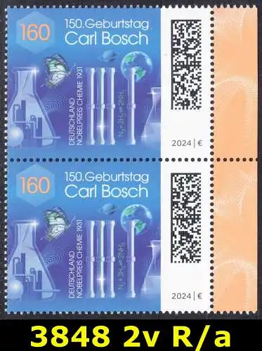 BUND 2024 Michel-# 3848 postfrisch vert.PAAR RÄNDER rechts (a)