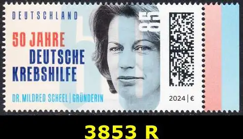 BUND 2024 Michel-# 3853 postfrisch EINZELMARKE RAND rechts