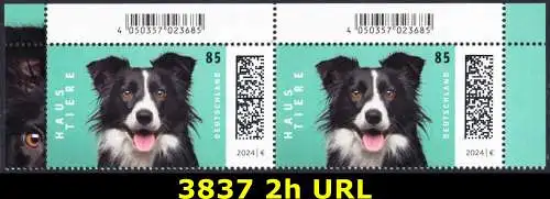 BUND 2024 Michel-# 3837 postfrisch horiz.PAAR ECKRÄNDER oben rechts/links