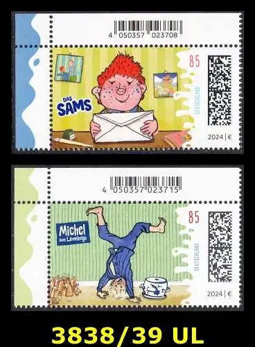 BUND 2024 Michel-# 3838-3839 postfrisch SATZ(2) EINZELMARKEN ECKRÄNDER oben links