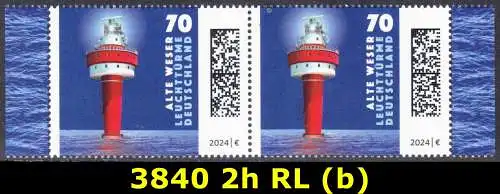 BUND 2024 Michel-# 3840 postfrisch horiz.PAAR RÄNDER rechts/links (b)
