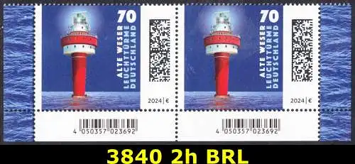 BUND 2024 Michel-# 3840 postfrisch horiz.PAAR ECKRÄNDER unten rechts/links