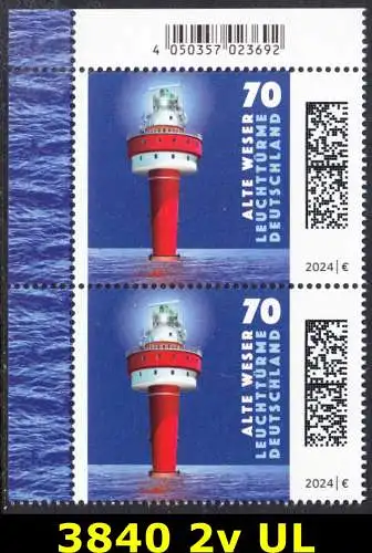 BUND 2024 Michel-# 3840 postfrisch vert.PAAR ECKRAND oben links