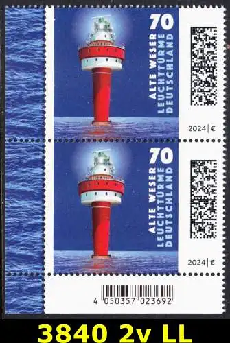 BUND 2024 Michel-# 3840 postfrisch vert.PAAR ECKRAND unten links