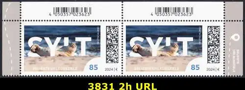 BUND 2024 Michel-# 3831 postfrisch horiz.PAAR ECKRÄNDER oben rechts/links