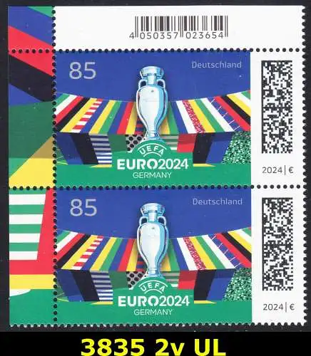 BUND 2024 Michel-# 3835 postfrisch vert.PAAR ECKRAND oben links