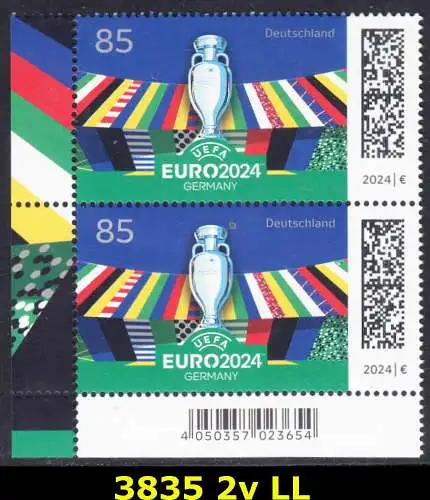 BUND 2024 Michel-# 3835 postfrisch vert.PAAR ECKRAND unten links