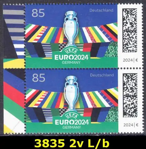 BUND 2024 Michel-# 3835 postfrisch vert.PAAR RÄNDER links (b)