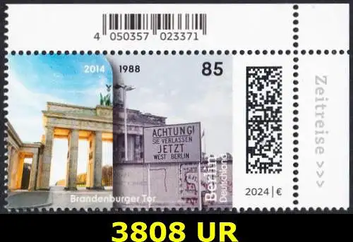 BUND 2024 Michel-# 3808 postfrisch EINZELMARKE ECKRAND oben rechts