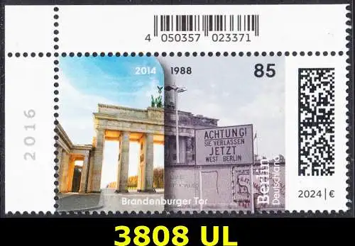 BUND 2024 Michel-# 3808 postfrisch EINZELMARKE ECKRAND oben links