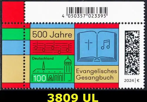 BUND 2024 Michel-# 3809 postfrisch EINZELMARKE ECKRAND oben links