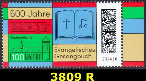 BUND 2024 Michel-# 3809 postfrisch EINZELMARKE RAND rechts