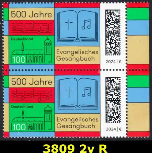 BUND 2024 Michel-# 3809 postfrisch vert.PAAR RÄNDER rechts