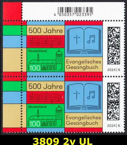 BUND 2024 Michel-# 3809 postfrisch vert.PAAR ECKRAND oben links