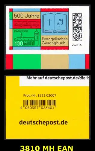 BUND 2024 Michel-# 3810 postfrisch EINZELMARKE (MH / EAN)