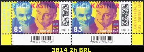 BUND 2024 Michel-# 3814 postfrisch horiz.PAAR ECKRÄNDER unten rechts/links