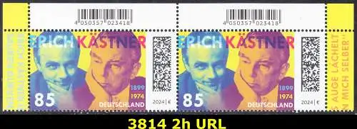 BUND 2024 Michel-# 3814 postfrisch horiz.PAAR ECKRÄNDER oben rechts/links 