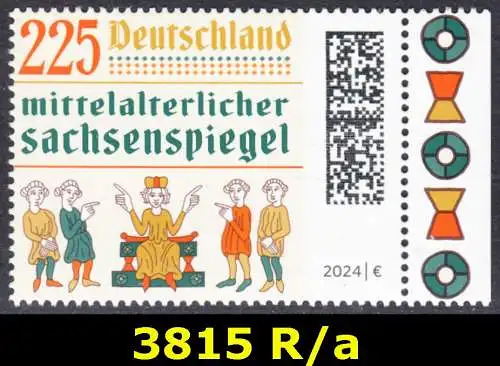 BUND 2024 Michel-# 3815 postfrisch EINZELMARKE RAND rechts (a)