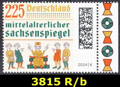 BUND 2024 Michel-# 3815 postfrisch EINZELMARKE RAND rechts (b)