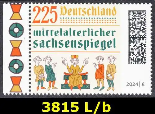 BUND 2024 Michel-# 3815 postfrisch EINZELMARKE RAND links (b)