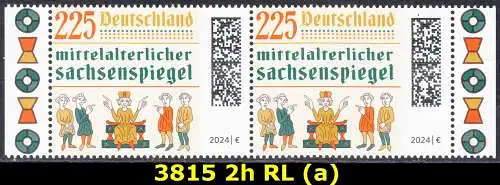 BUND 2024 Michel-# 3815 postfrisch horiz.PAAR RÄNDER rechts/links (a)