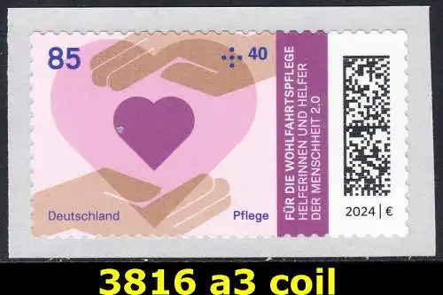 BUND 2024 Michel-# 3816 postfrisch EINZELMARKE (a3 / coil)