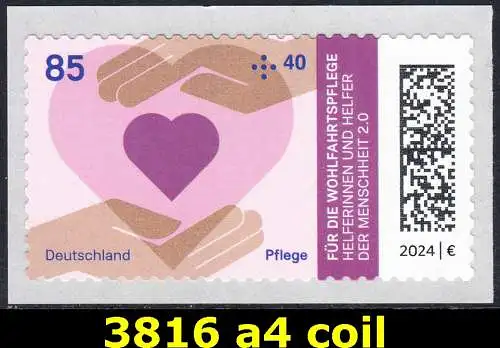 BUND 2024 Michel-# 3816 postfrisch EINZELMARKE (a4 / coil)