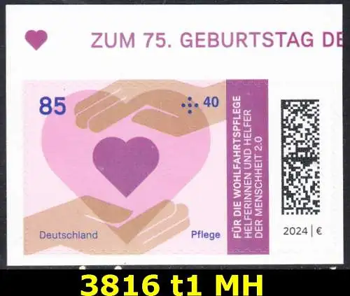 BUND 2024 Michel-# 3816 postfrisch EINZELMARKE (t1 / Folioset)