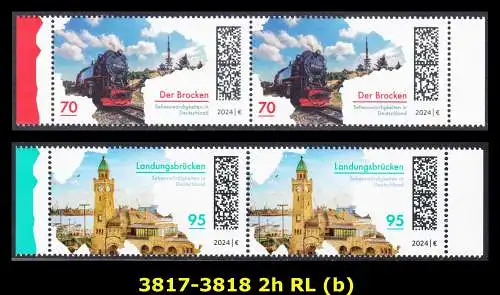 BUND 2024 Michel-# 3817-3818 postfrisch Satz(2) horiz.PAARE RÄNDER rechts/links (b)