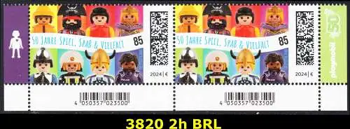 BUND 2024 Michel-# 3820 postfrisch horiz.PAAR ECKRÄNDER unten rechts/links