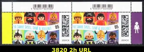 BUND 2024 Michel-# 3820 postfrisch horiz.PAAR ECKRÄNDER unten rechts/links