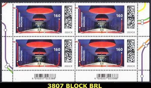 BUND 2024 Michel-# 3807 postfrisch BLOCK ECKRÄNDER unten rechts/links