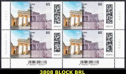 BUND 2024 Michel-# 3808 postfrisch BLOCK ECKRÄNDER unten rechts/links