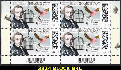 BUND 2024 Michel-# 3824 postfrisch BLOCK ECKRÄNDER unten rechts/links