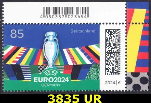 BUND 2024 Michel-# 3835 postfrisch EINZELMARKE ECKRAND oben rechts