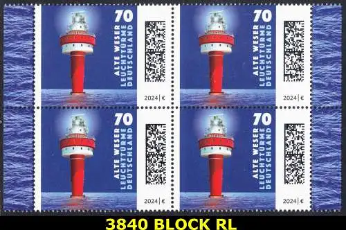 BUND 2024 Michel-# 3840 postfrisch BLOCK RÄNDER rechts/links