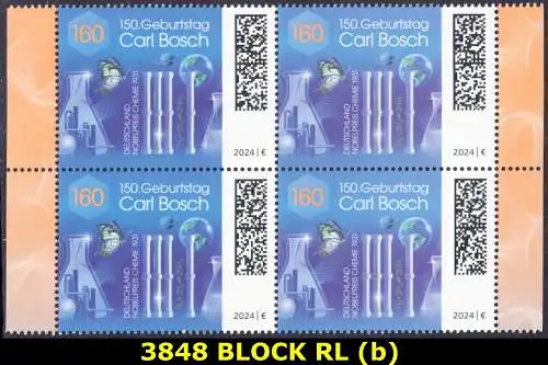 BUND 2024 Michel-# 3848 postfrisch BLOCK RÄNDER rechts/links (b)