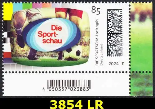 BUND 2024 Michel-# 3854 postfrisch EINZELMARKE ECKRAND unten rechts