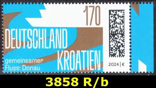 BUND 2024 Michel-# 3858 postfrisch EINZELMARKE RAND rechts (b)